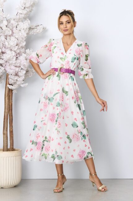 Rochie eleganta Roxa Roz Floral