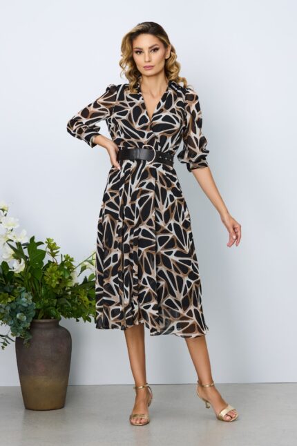 Rochie de zi Valencia Negru Multi