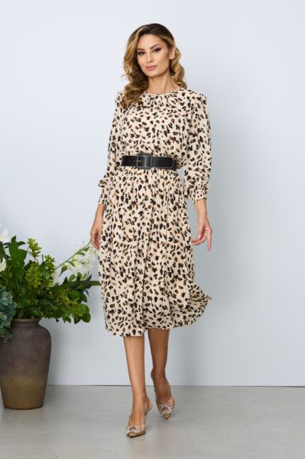 Rochie eleganta Polina Nude Animal Print