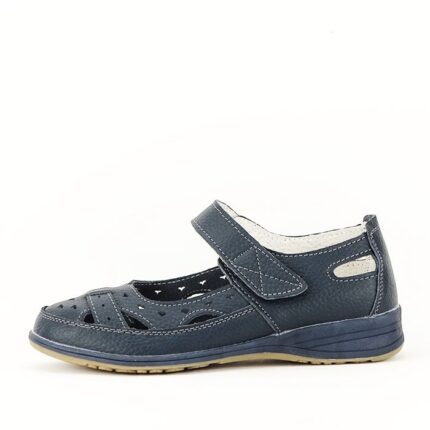 Balerini piele naturala bleumarin Vera M5