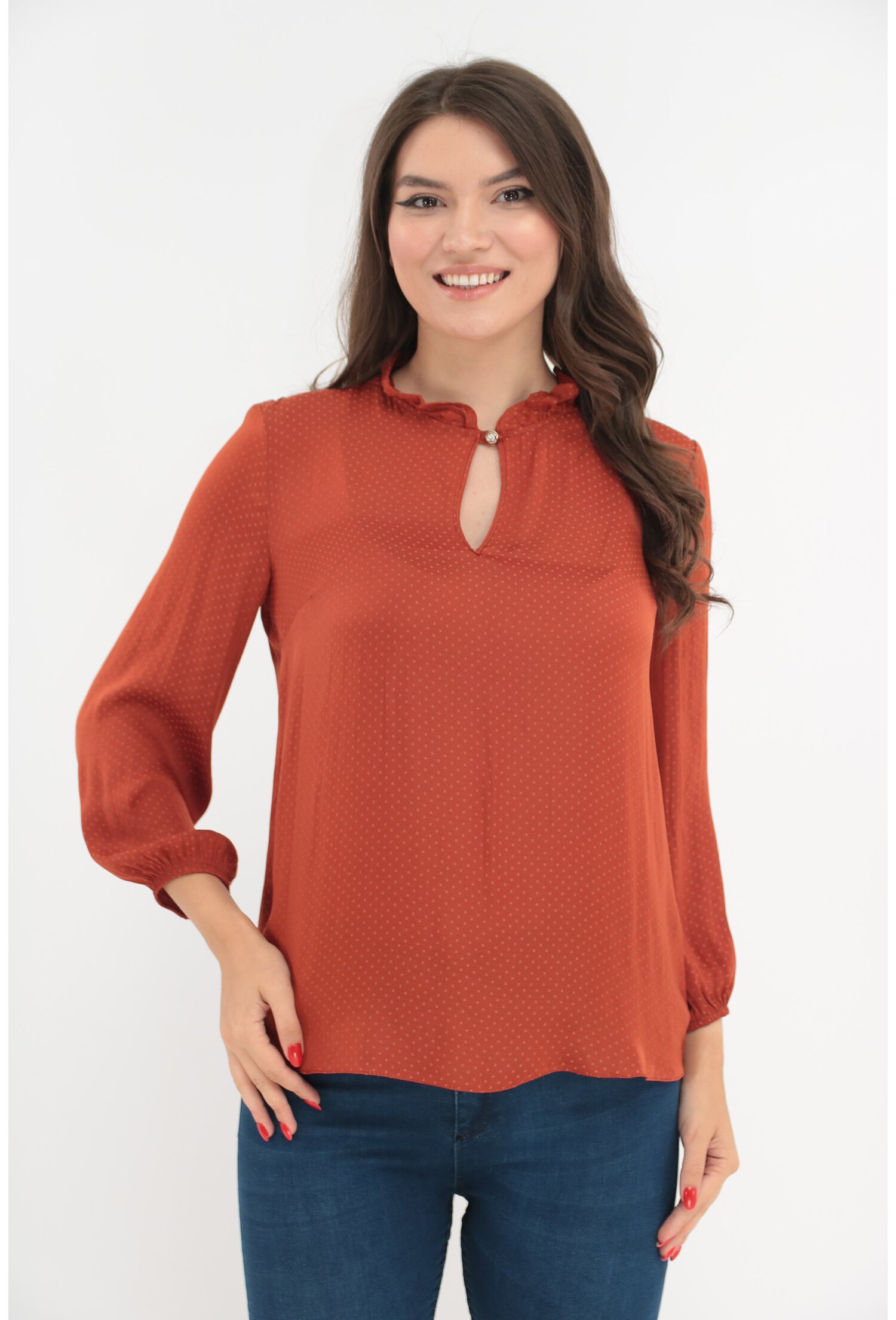 Bluza caramizie din vascoza Bluza caramizie din vascoza