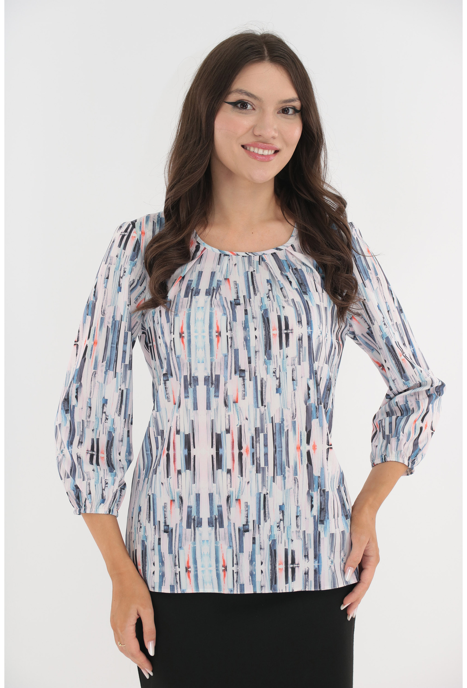 Bluza cu imprimeu abstract bleu-gri Bluza cu imprimeu abstract bleu-gri