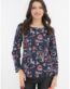 Bluza din jerse cu print abstract albastru-roz