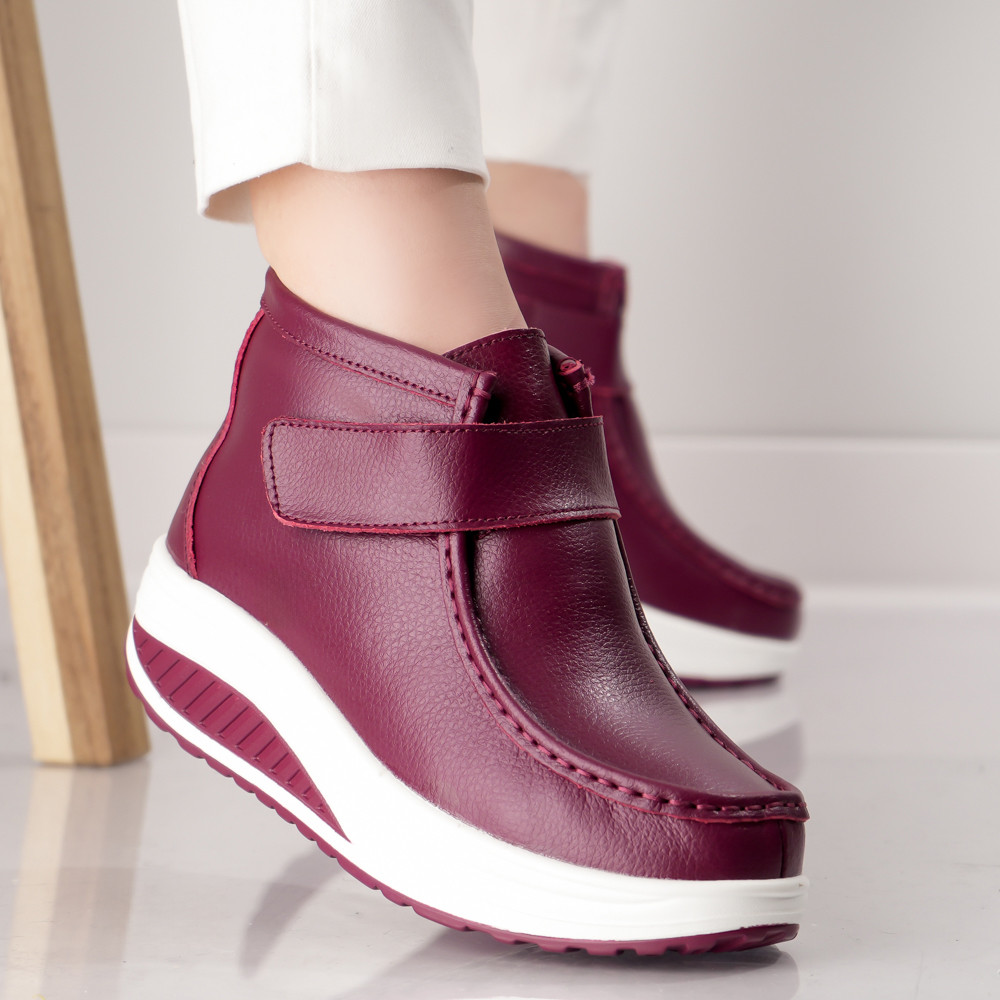 Ghete Dama Imblanite Bordo din Piele Naturala Degona Ghete Dama Imblanite Bordo din Piele Naturala Degona