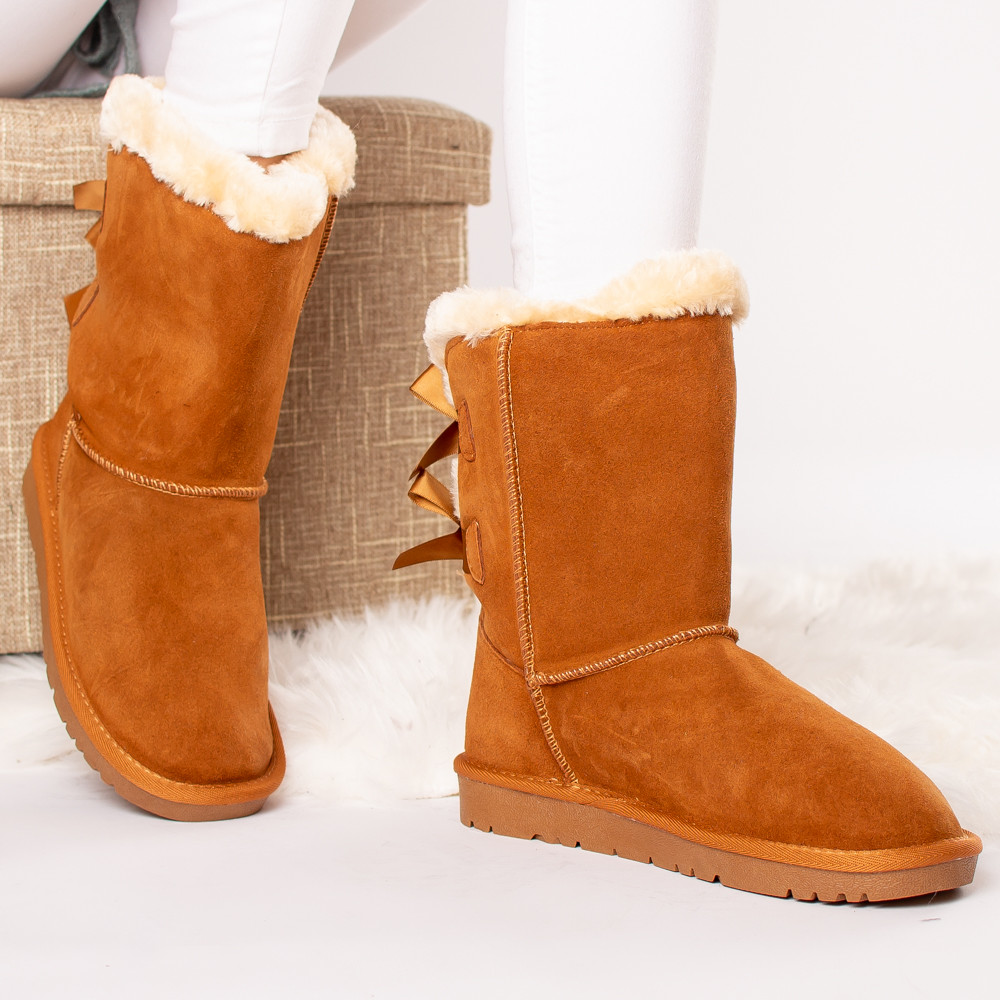 Ghete dama piele naturala rama camel imblanite Ghete dama piele naturala rama camel imblanite