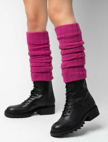Jambiere groase lana si acril fucsia fara varf Steven S068-040
