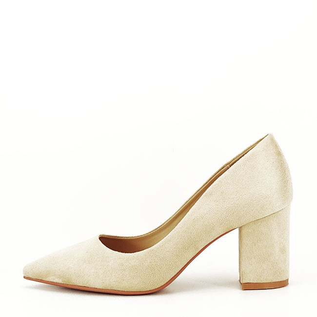 Pantofi bej cu toc gros Adelina 03 Pantofi bej cu toc gros Adelina 03