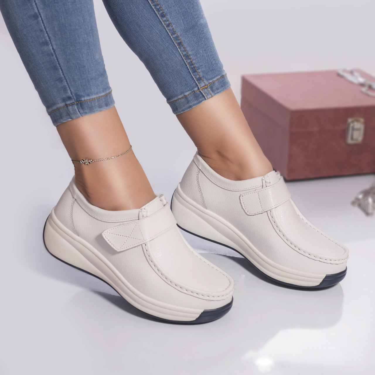 Pantofi casual alya piele naturala alb Pantofi casual alya piele naturala alb