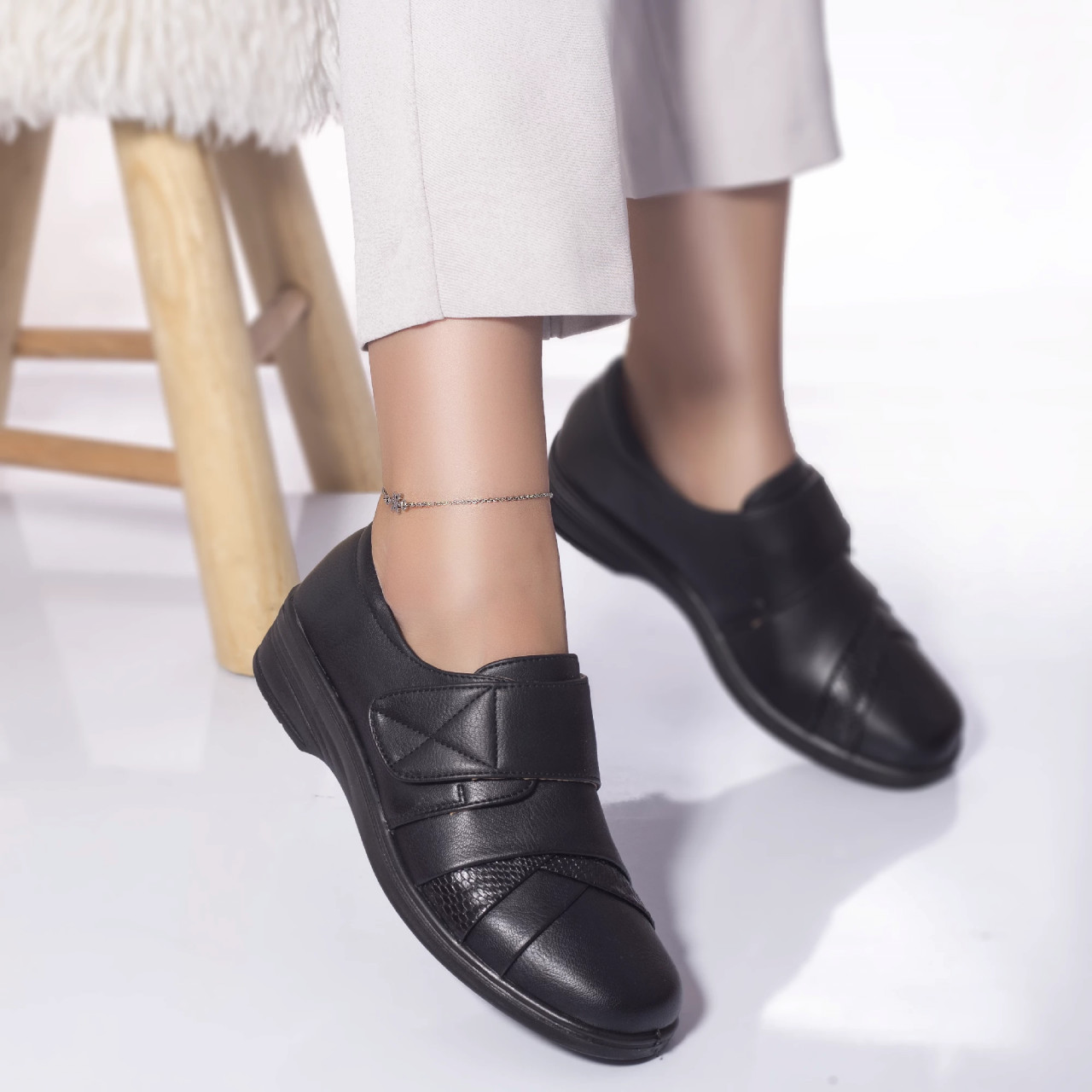Pantofi casual elleo piele ecologica negru Pantofi casual elleo piele ecologica negru