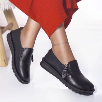 Pantofi casual mocasini anke piele ecologica negru
