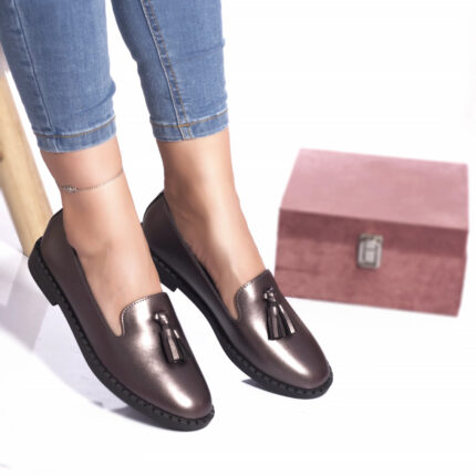 Pantofi casual mocasini summer piele ecologica pewter