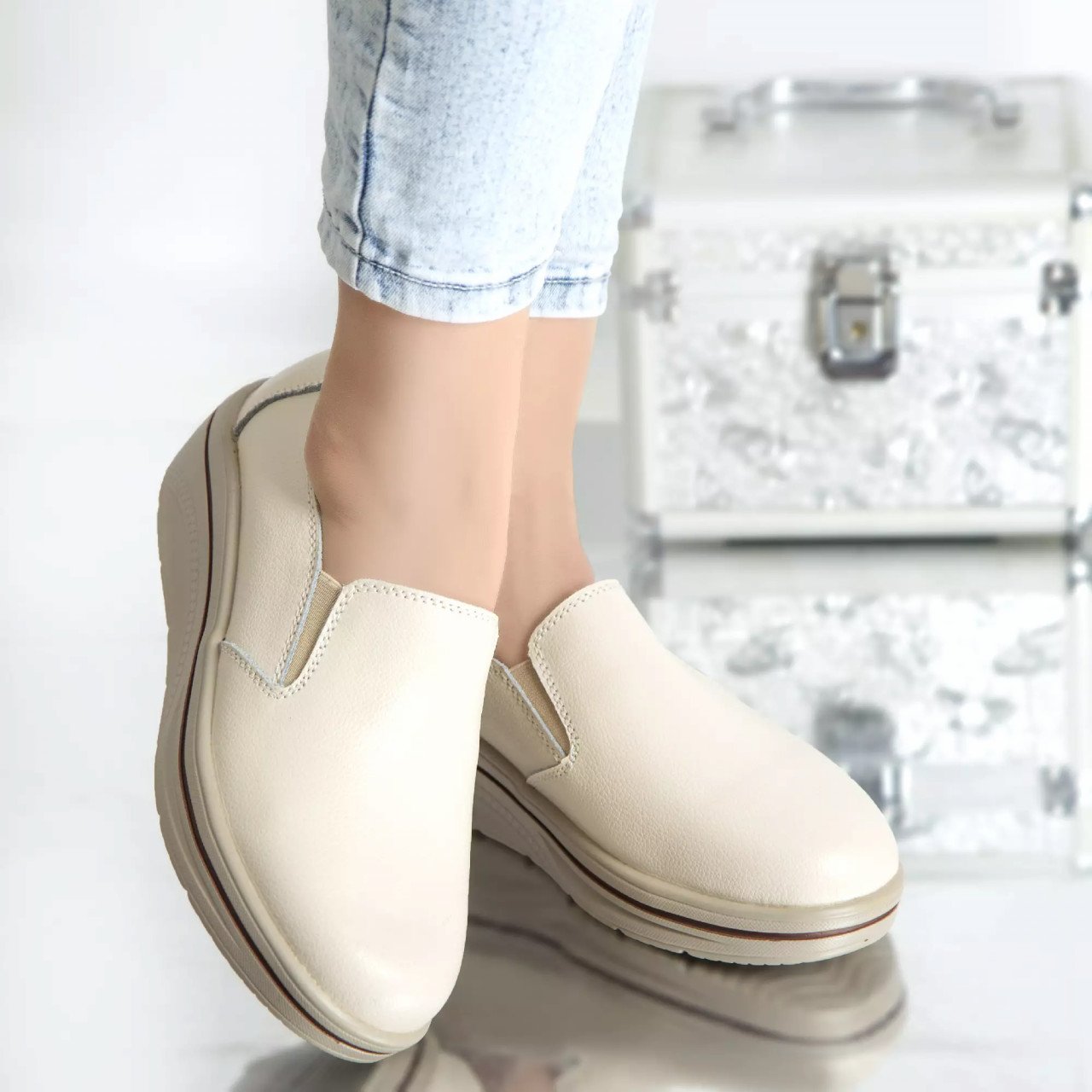 Pantofi cu platforma nataly bej piele naturala Pantofi cu platforma nataly bej piele naturala
