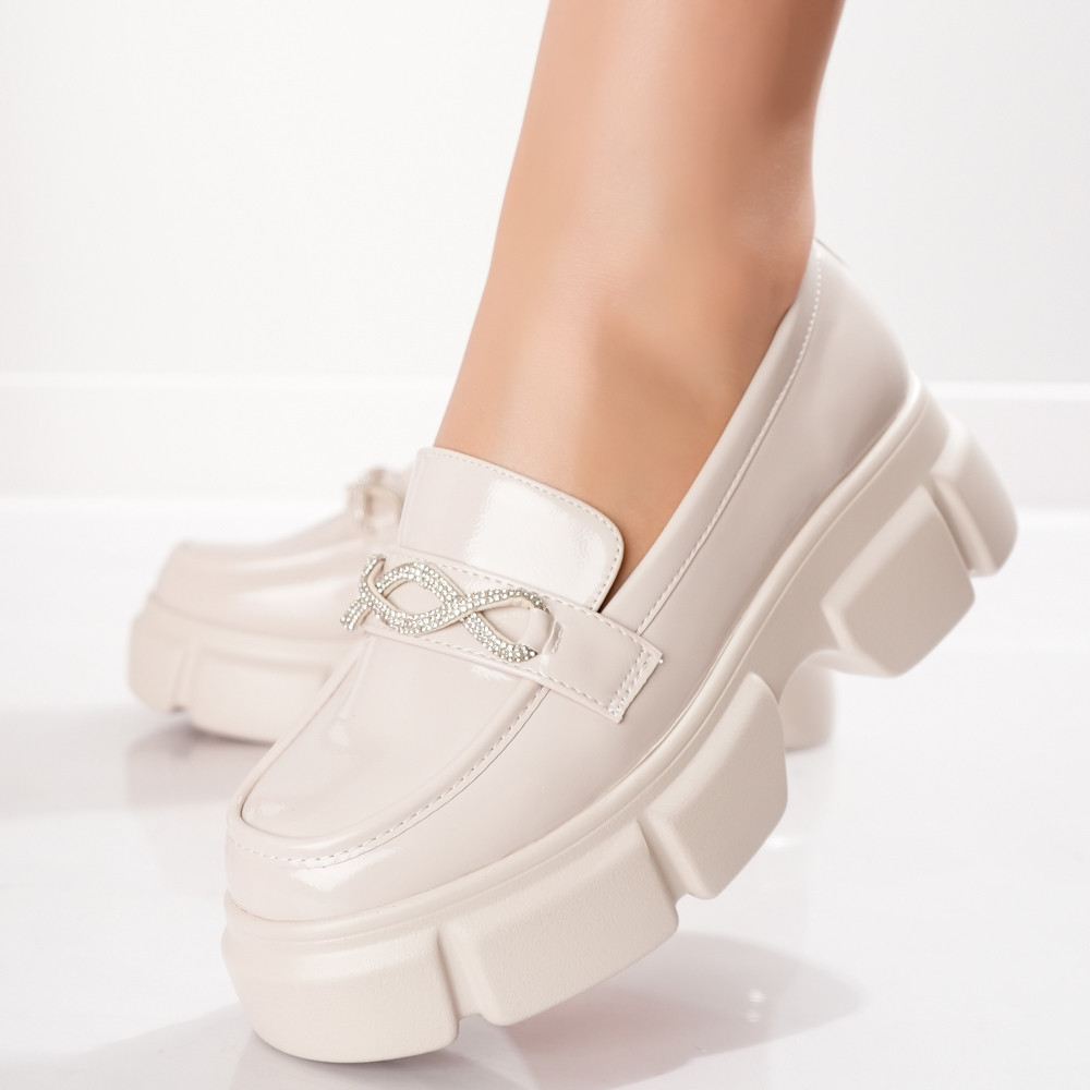 Pantofi dama casual Bej din Piele Ecologica Lacuita Enna Pantofi dama casual Bej din Piele Ecologica Lacuita Enna