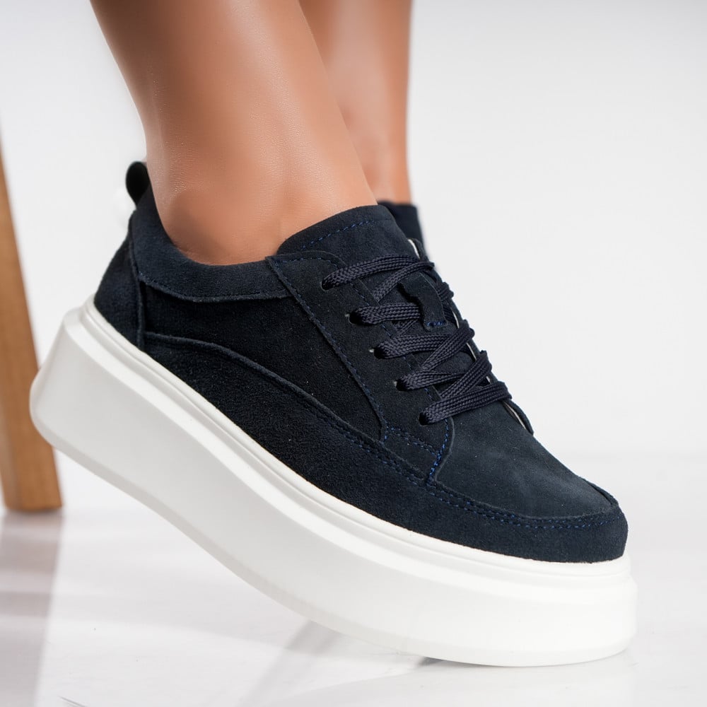 Pantofi dama casual Bleumarin din Piele Naturala Intoarsa Toega Pantofi dama casual Bleumarin din Piele Naturala Intoarsa Toega