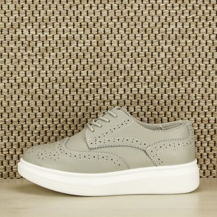 Pantofi oxford din piele naturala Laura gri 05