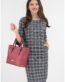 Rochie office gri in carouri fine rosii