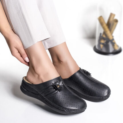 Saboti dama confortabil negri albastru piele ecologica farma