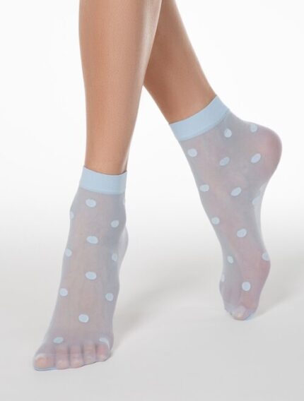 Sosete lycra albastre cu buline Conte Elegant Big Dots 20 den
