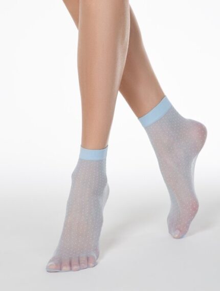 Sosete lycra albastre cu picatele marunte Conte Elegant Thin Dots 40 den