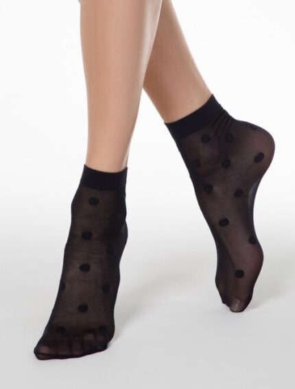 Sosete lycra negre cu buline Conte Elegant Big Dots 20 den