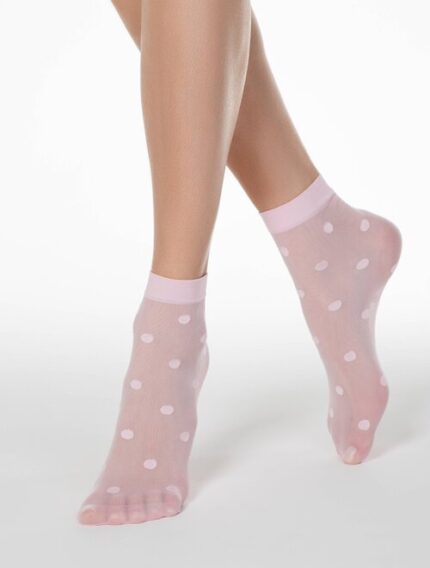 Sosete lycra roz cu buline Conte Elegant Big Dots 20 den