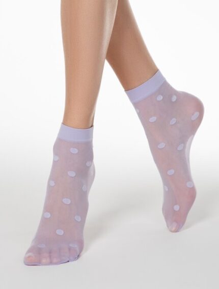 Sosete lycra violet cu buline Conte Elegant Big Dots 20 den